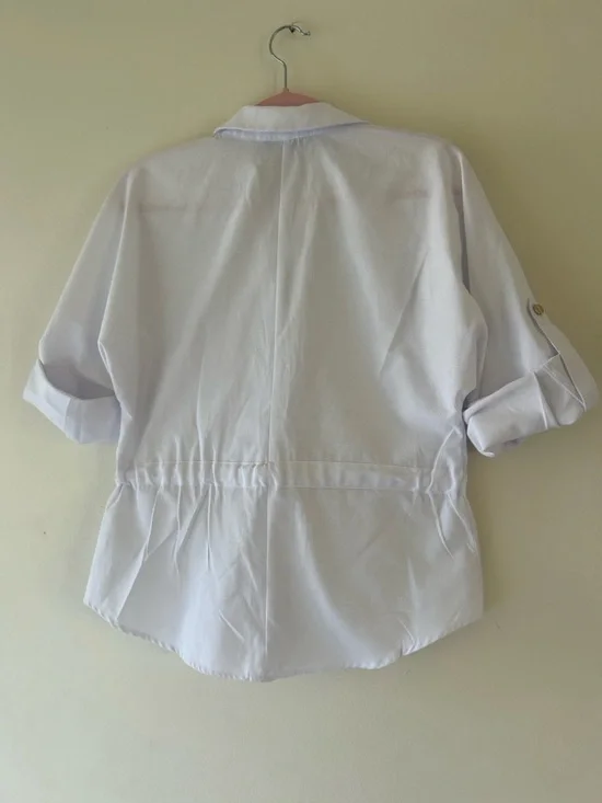 NWOT Zara White Button-Front Tie-Waist Shirt - Picture 6 of 11